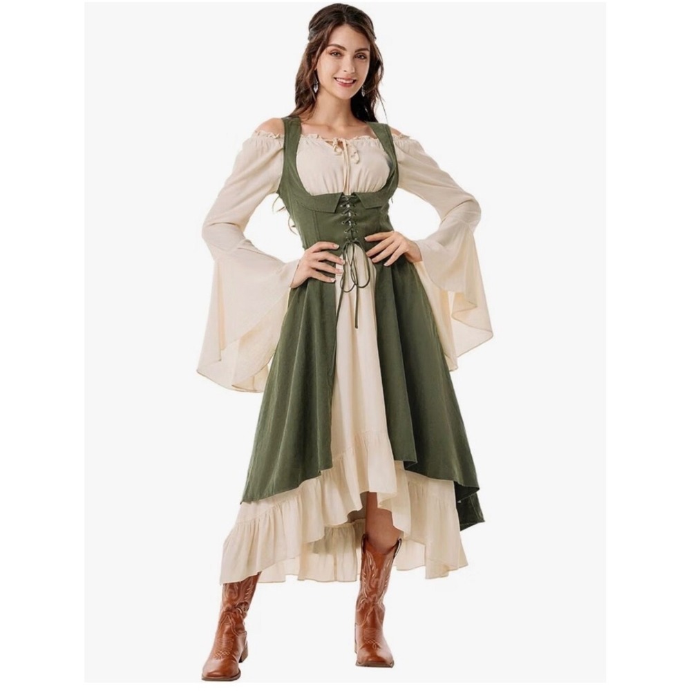 NWT Scarlet Darkness Corset Over Dress S Green Renaissance Ren Faire Outlander